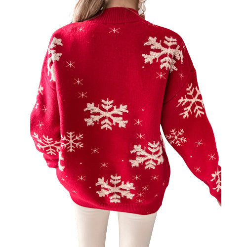 Fall Winter Women's Christmas Sweater Knitted Fluffy Loose Casual