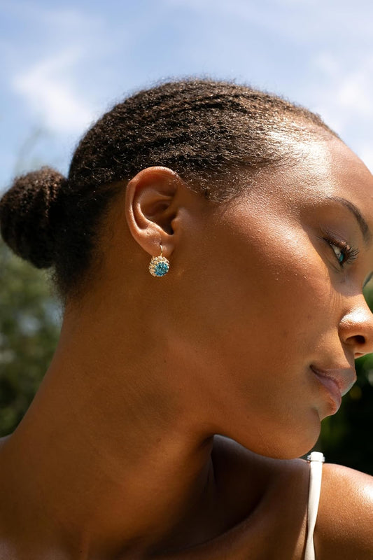 Brazel 18K Gold Plated Crystal Flower Earrings for Women