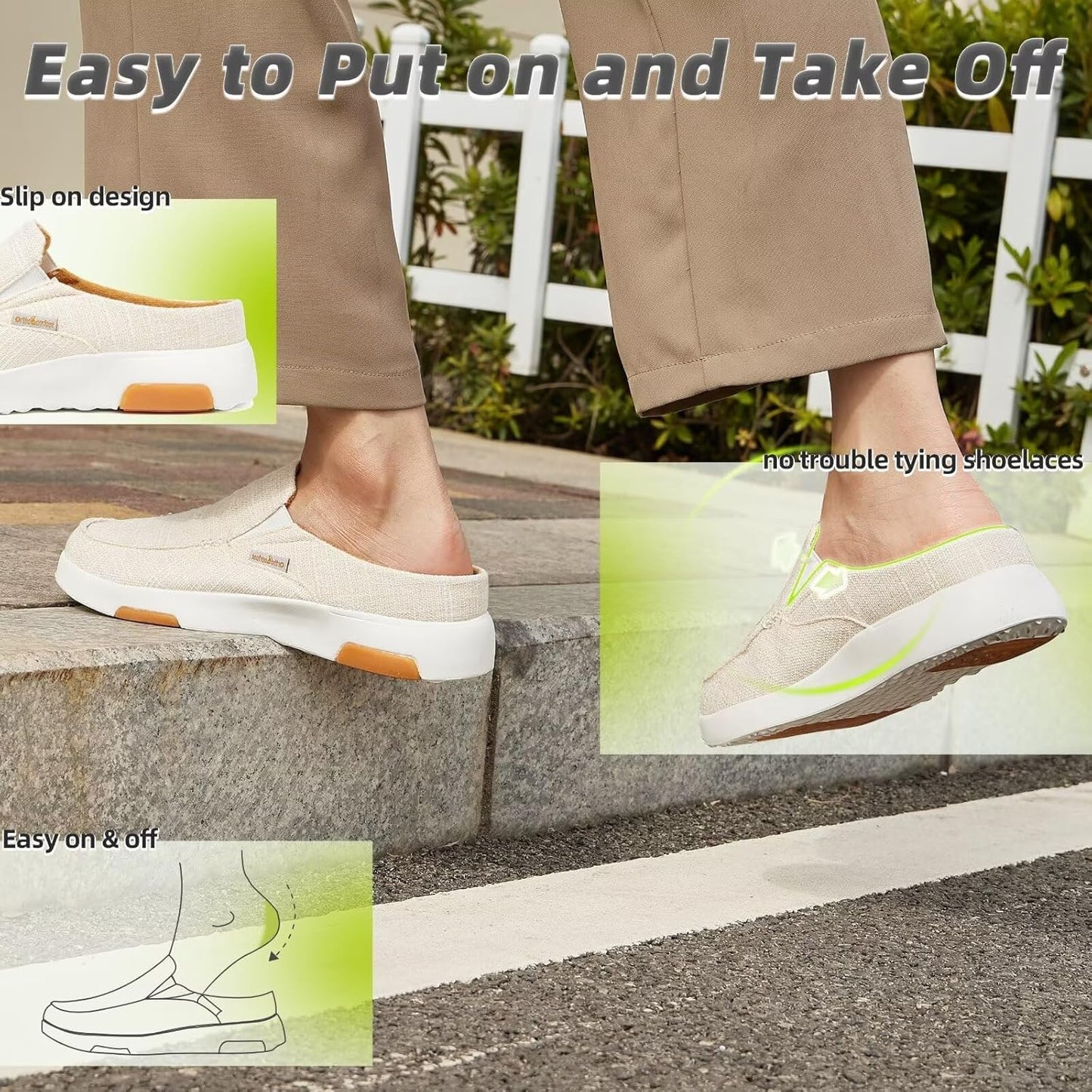 Women'S Orthopedic Slip-On Loafers Walking Shoes: Comfortable Arch Support Slippers for Plantar Fasciitis, Casual Canvas Orthotic Mule Clogs for Foot Heel Pain Relief
