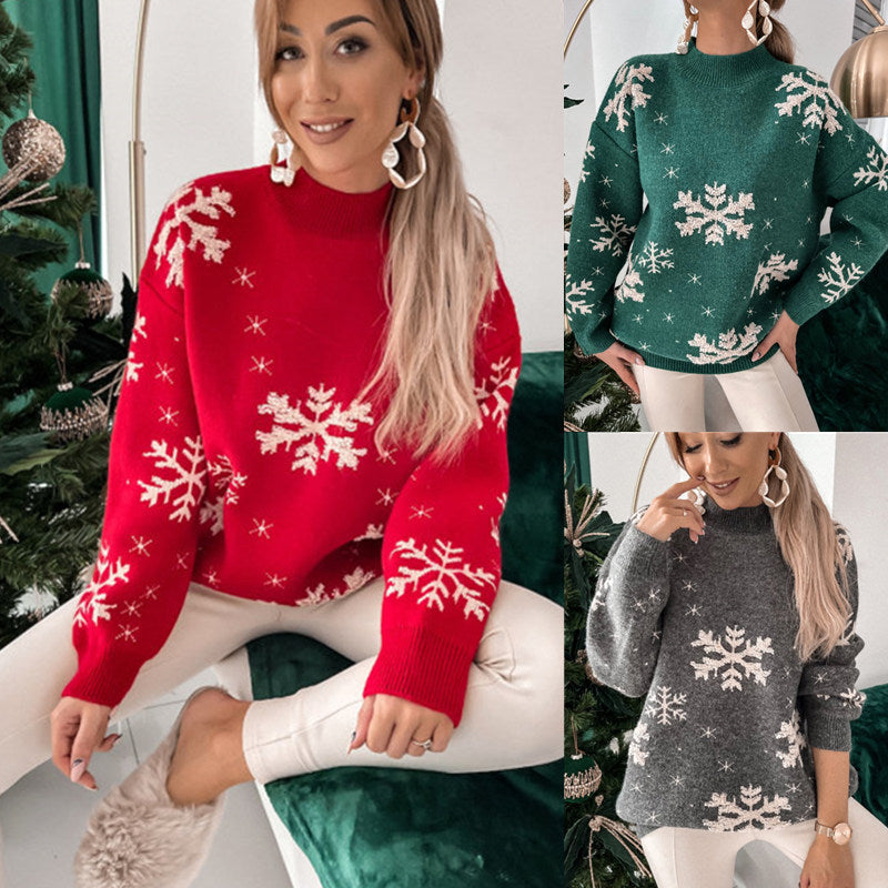 Fall Winter Women's Christmas Sweater Knitted Fluffy Loose Casual