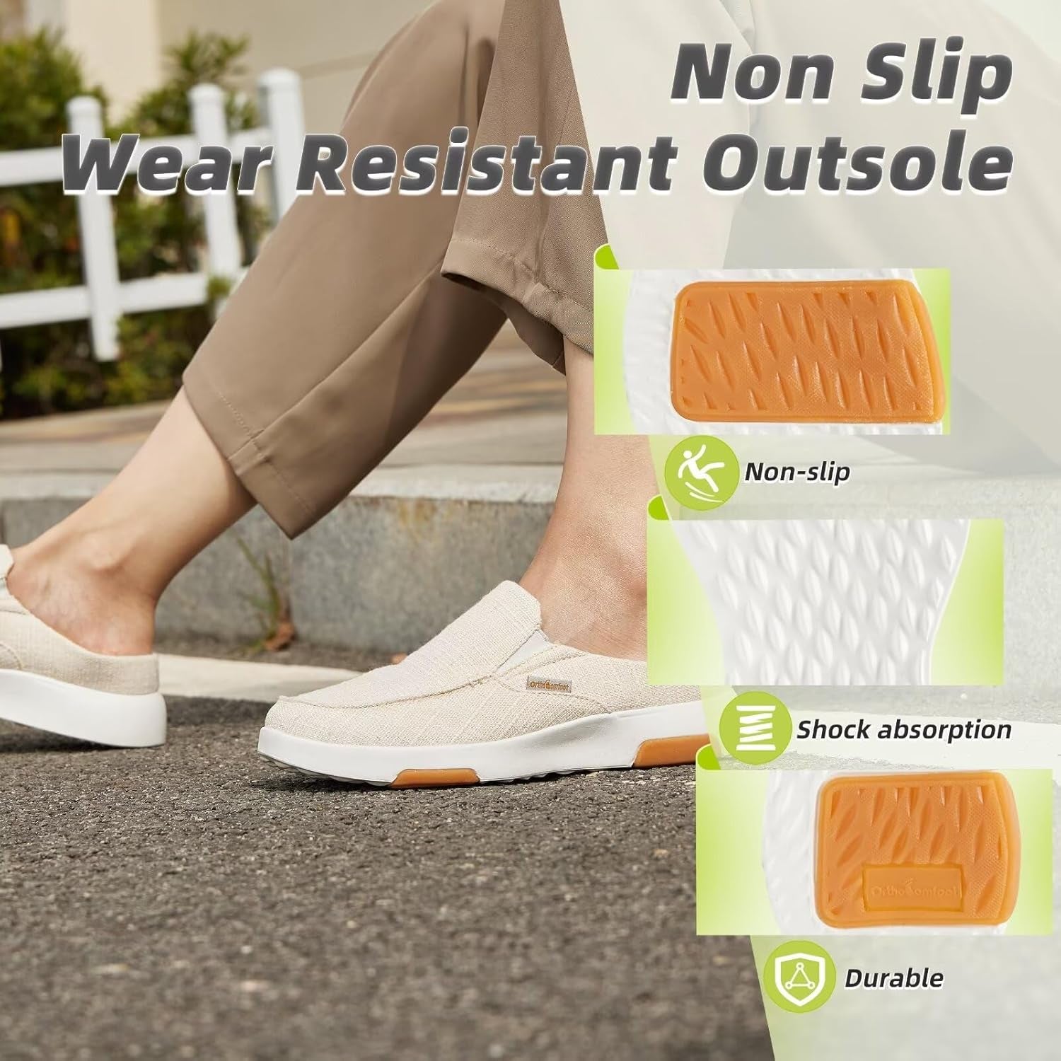 Women'S Orthopedic Slip-On Loafers Walking Shoes: Comfortable Arch Support Slippers for Plantar Fasciitis, Casual Canvas Orthotic Mule Clogs for Foot Heel Pain Relief