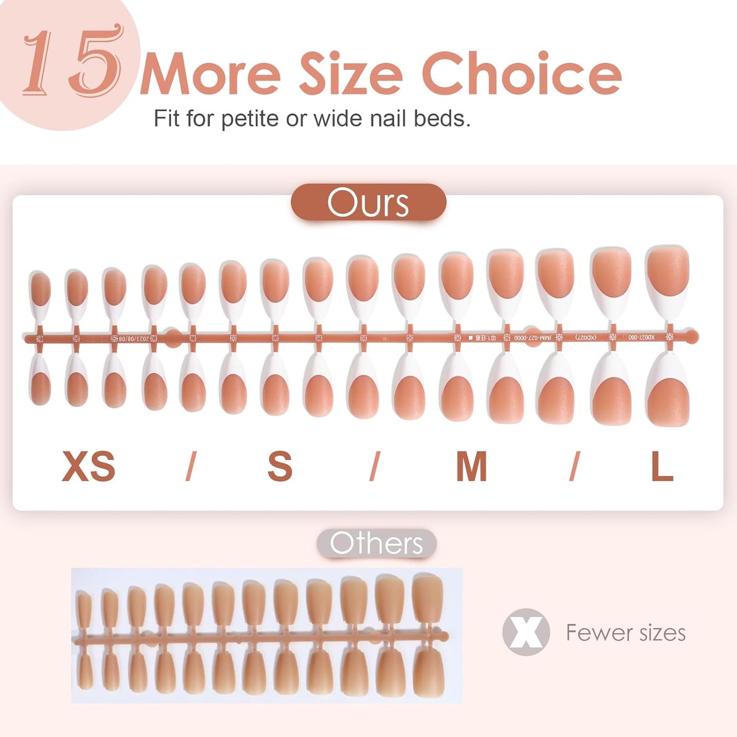 French Tip Press on Nails Gel Nail Tips - 300Pcs Pre-Colored Quick and Easy Press on Nails Almond Fake Nails with Designs DIY Nail Extensions, Nude White