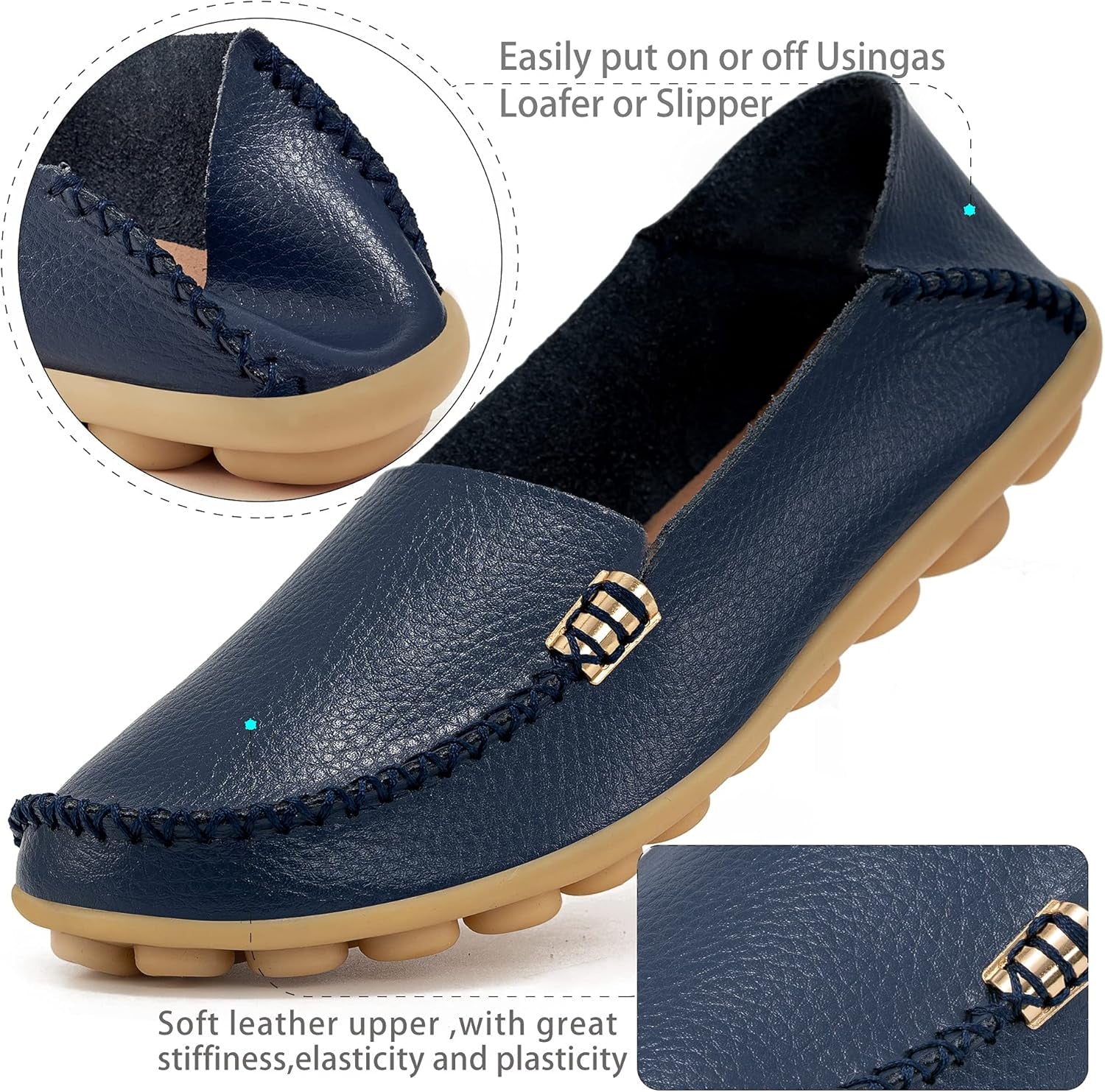 Womens Loafers Flats Shoes: Comfort round Toe Slip on Soft Moccasins Dressy Loafer for Driving Walking