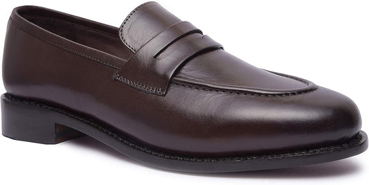 | James Genuine Leather Men'S Penny Loafers | Goodyear Welted Dress Loafers | Brown Leather Sole Slip on Shoes | Comfortable Handcrafted Luxury Shoes for Men