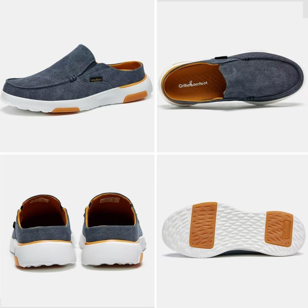 Men'S Orthopedic Slip-On Loafers Walking Shoes with Arch Support: Casual Plantar Fasciitis Slippers for Flat Feet, Comfortable Orthotic Shoes for Foot and Heel Pain Relief