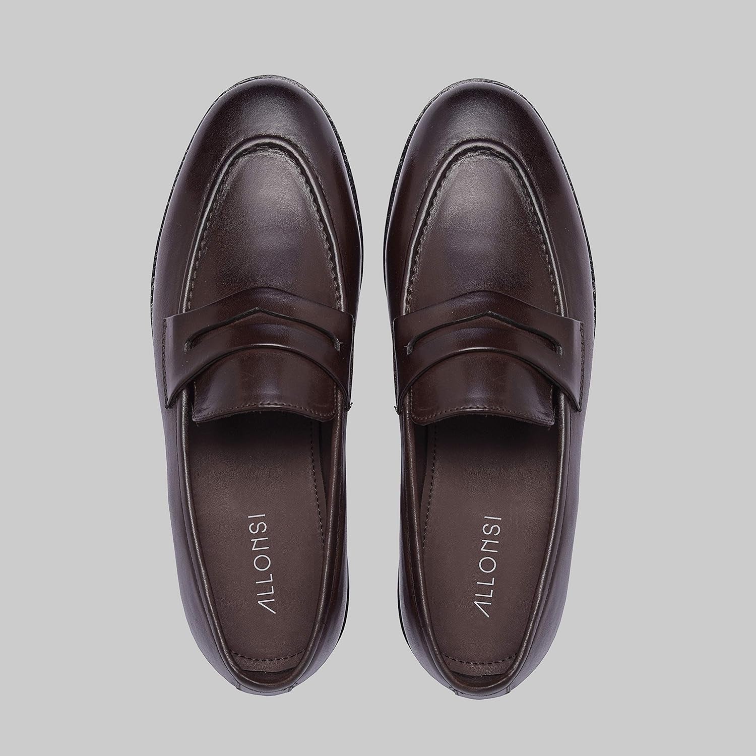 | James Genuine Leather Men'S Penny Loafers | Goodyear Welted Dress Loafers | Brown Leather Sole Slip on Shoes | Comfortable Handcrafted Luxury Shoes for Men