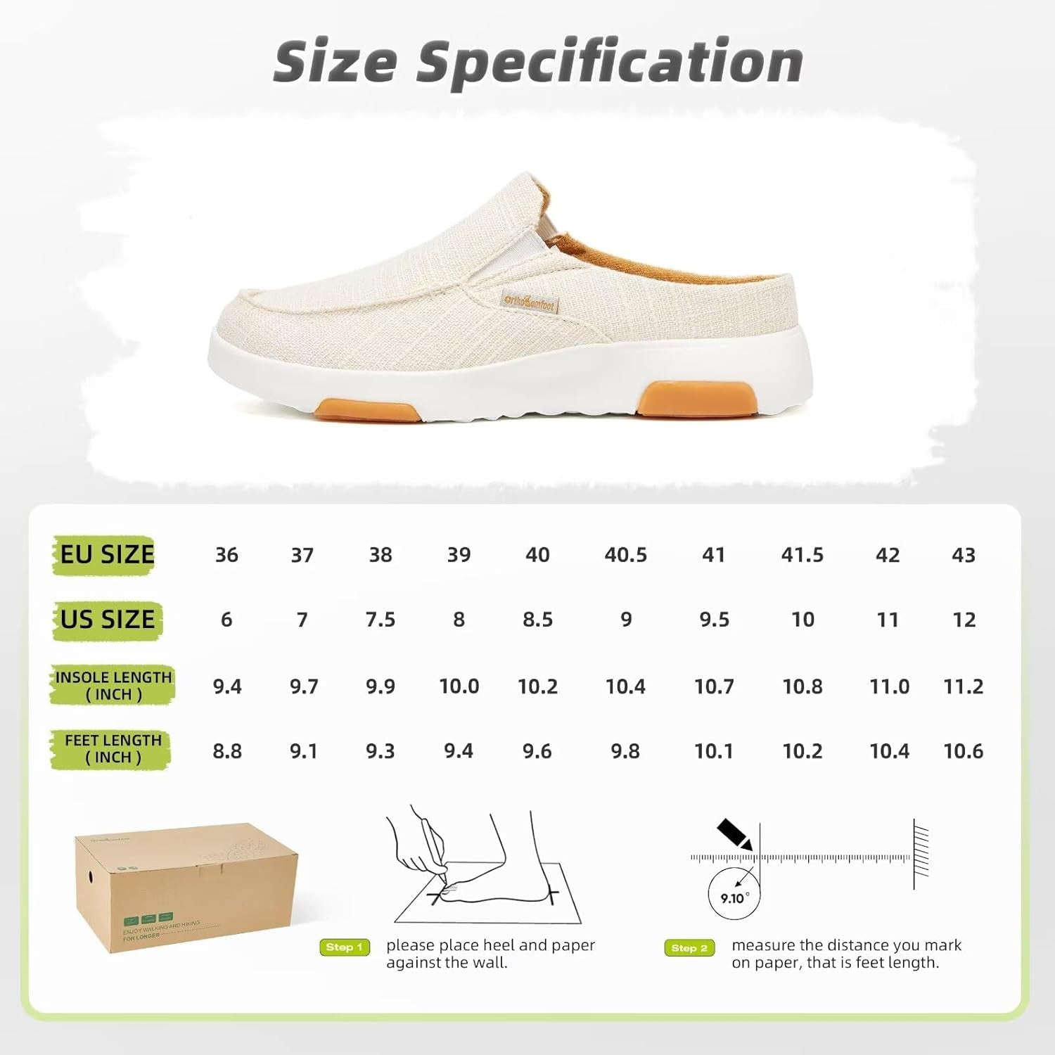 Women'S Orthopedic Slip-On Loafers Walking Shoes: Comfortable Arch Support Slippers for Plantar Fasciitis, Casual Canvas Orthotic Mule Clogs for Foot Heel Pain Relief
