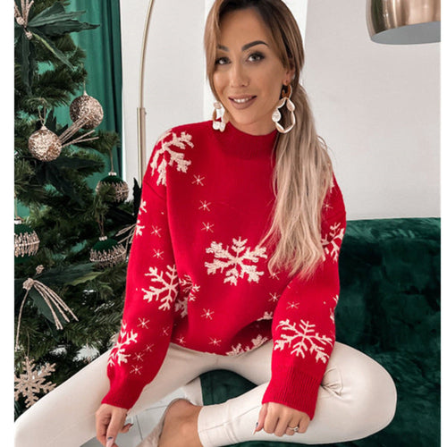 Fall Winter Women's Christmas Sweater Knitted Fluffy Loose Casual
