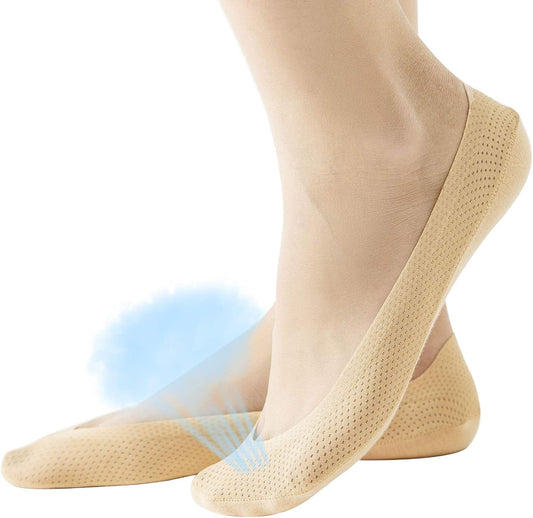 4 Pairs No Show Liner Socks Women'S Low Cut Cotton Nylon Boat Invisible Hidden Socks Non-Slip for Flats