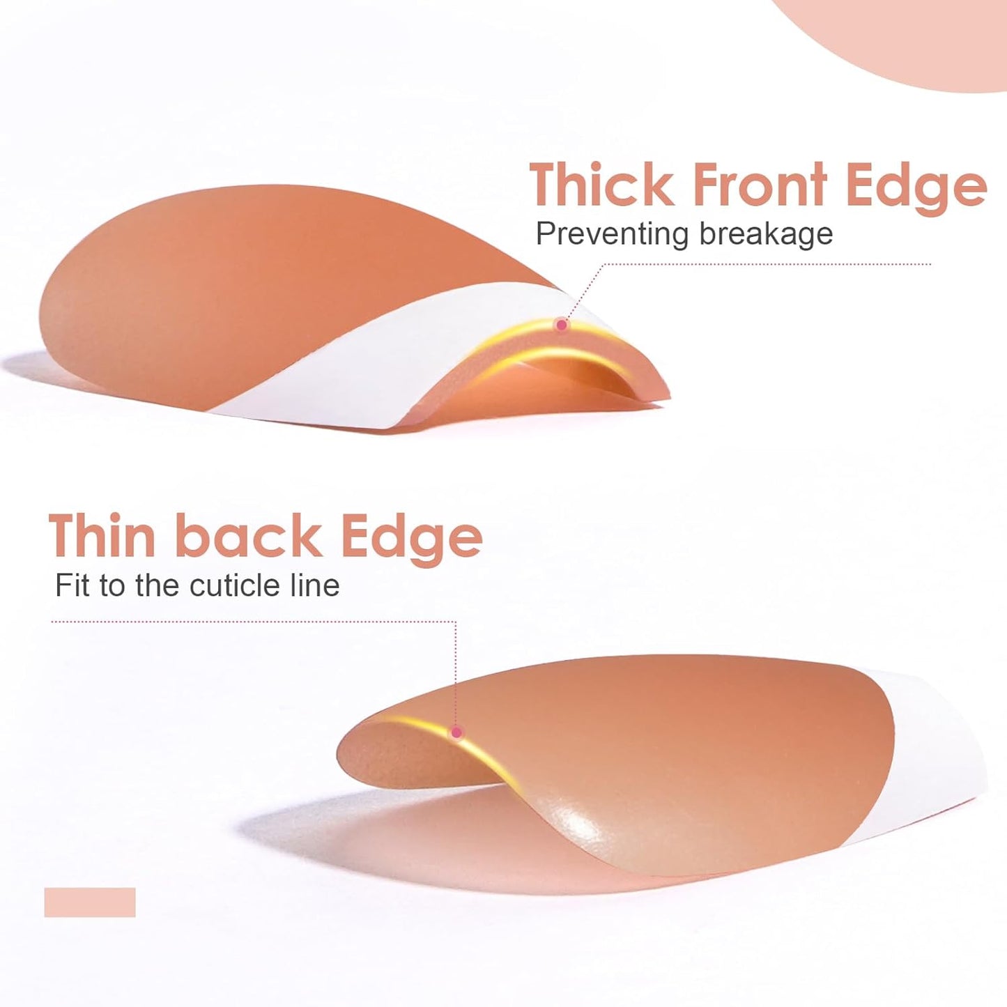 French Tip Press on Nails Gel Nail Tips - 300Pcs Pre-Colored Quick and Easy Press on Nails Almond Fake Nails with Designs DIY Nail Extensions, Nude White