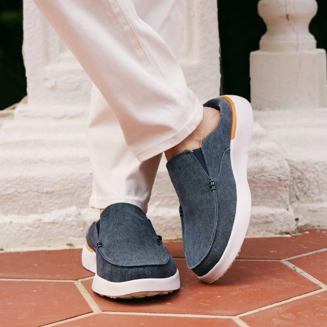 Men'S Orthopedic Slip-On Loafers Walking Shoes with Arch Support: Casual Plantar Fasciitis Slippers for Flat Feet, Comfortable Orthotic Shoes for Foot and Heel Pain Relief