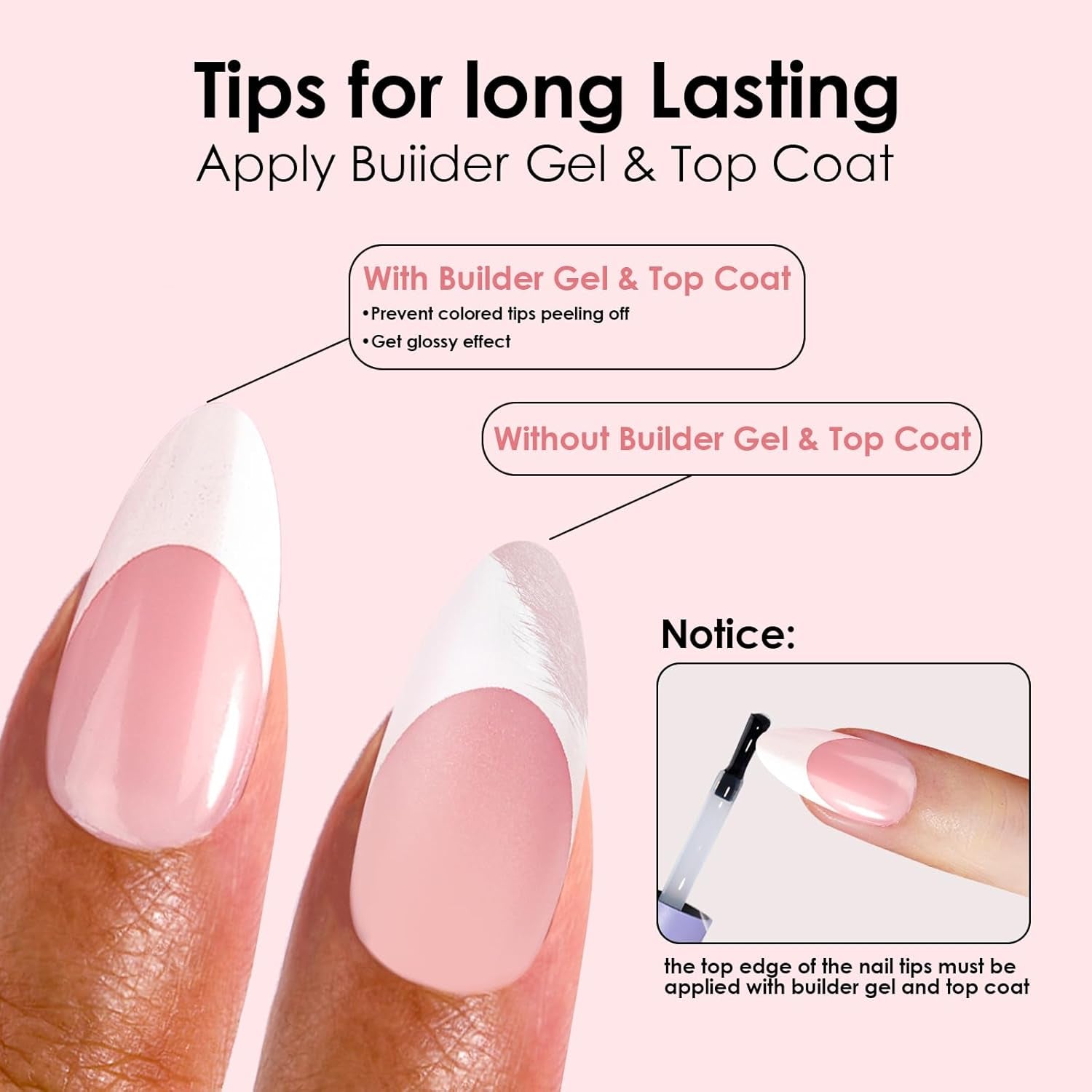 French Tip Press on Nails Gel Nail Tips - 300Pcs Pre-Colored Quick and Easy Press on Nails Almond Fake Nails with Designs DIY Nail Extensions, Nude White